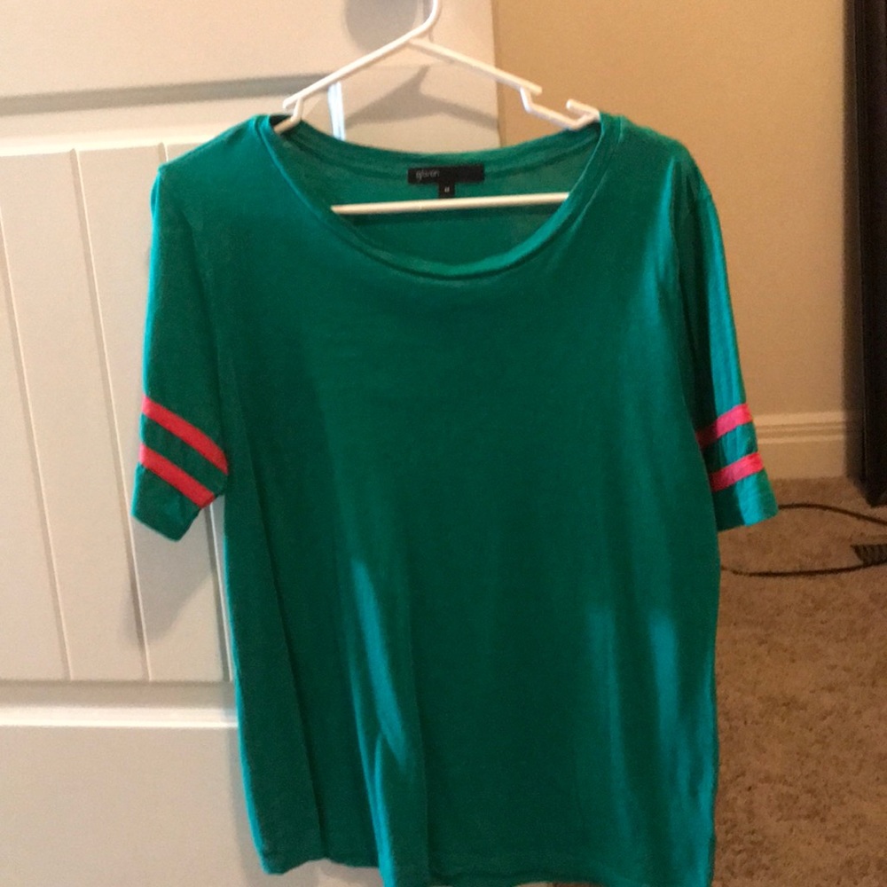Gibson Stripe Sleeve Cotton Blend Athletic Tee